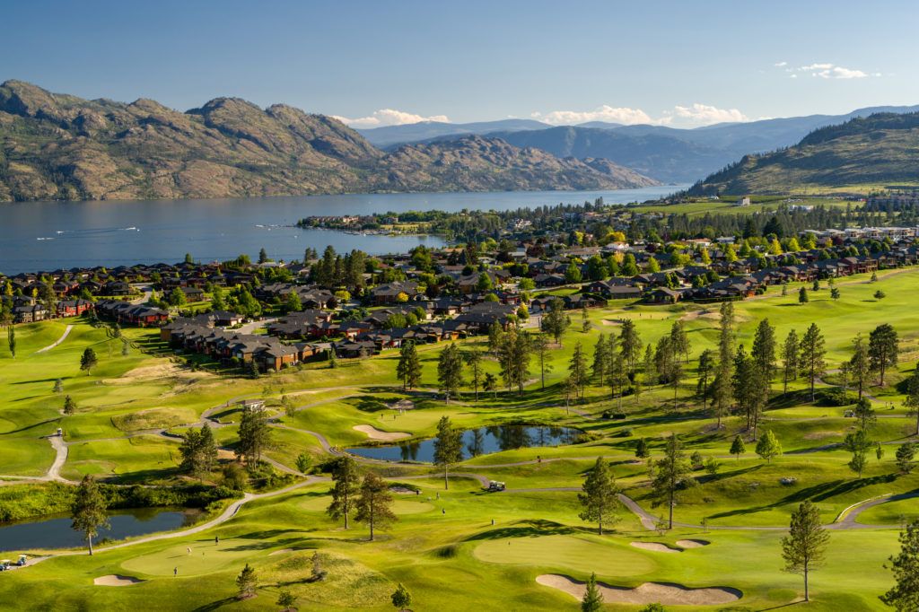 Okanagan golf course with lake and mountain views